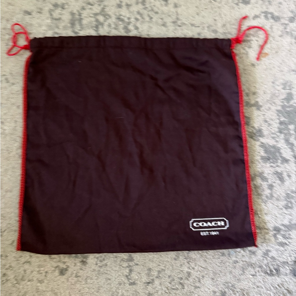 Coach brown Drawstring Dust Bag with Red Trim